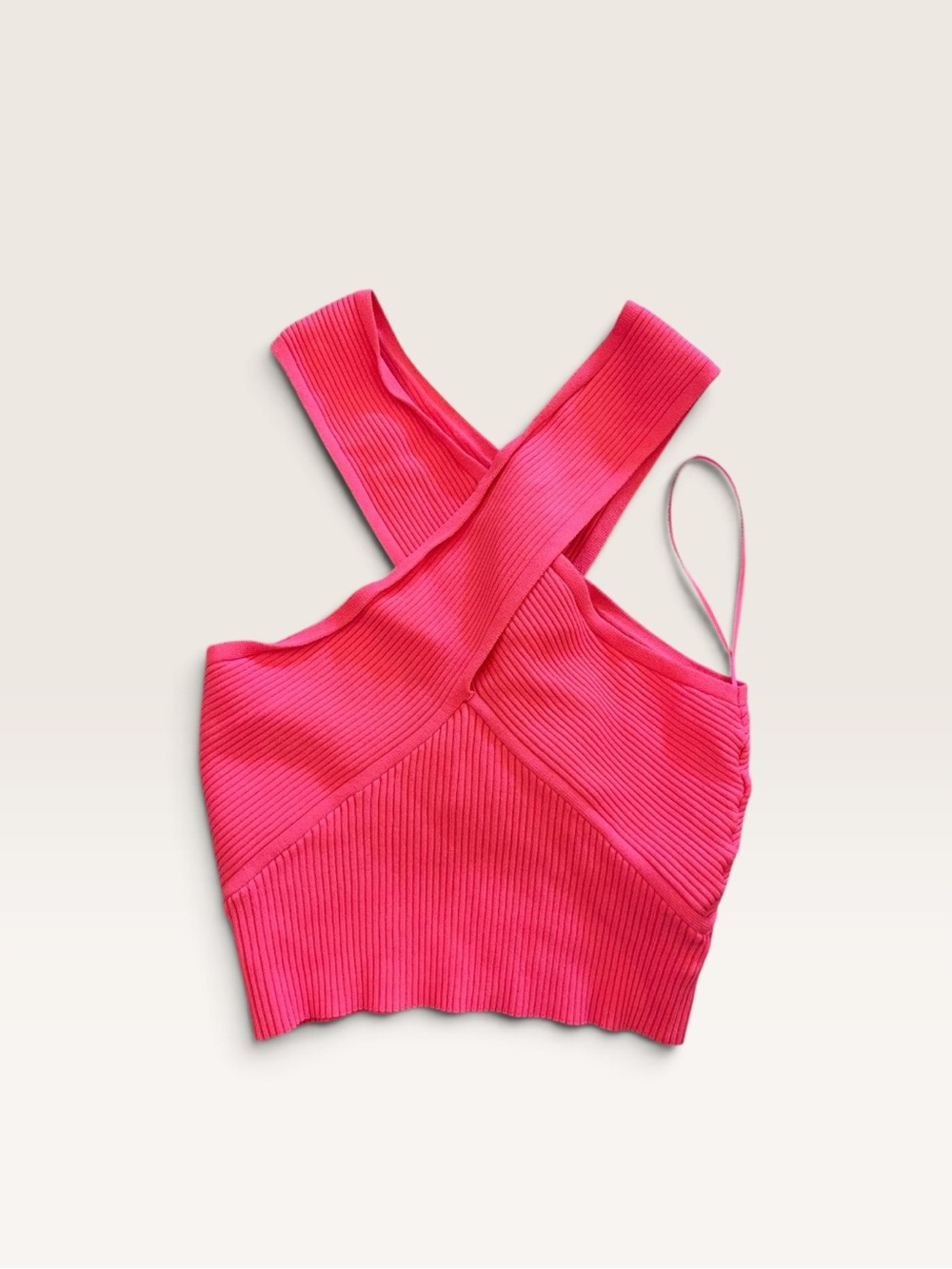 House of Harlow 1960 Pink Ribbed Cross Front Crop Top S